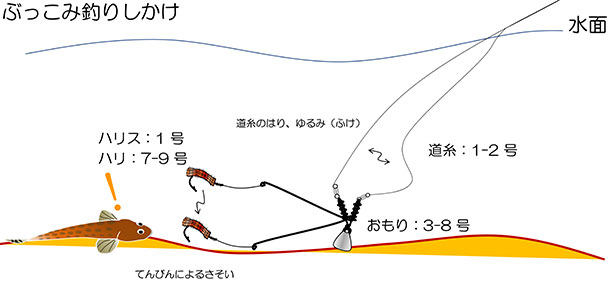 ぶっこみ釣りのしかけとさそい